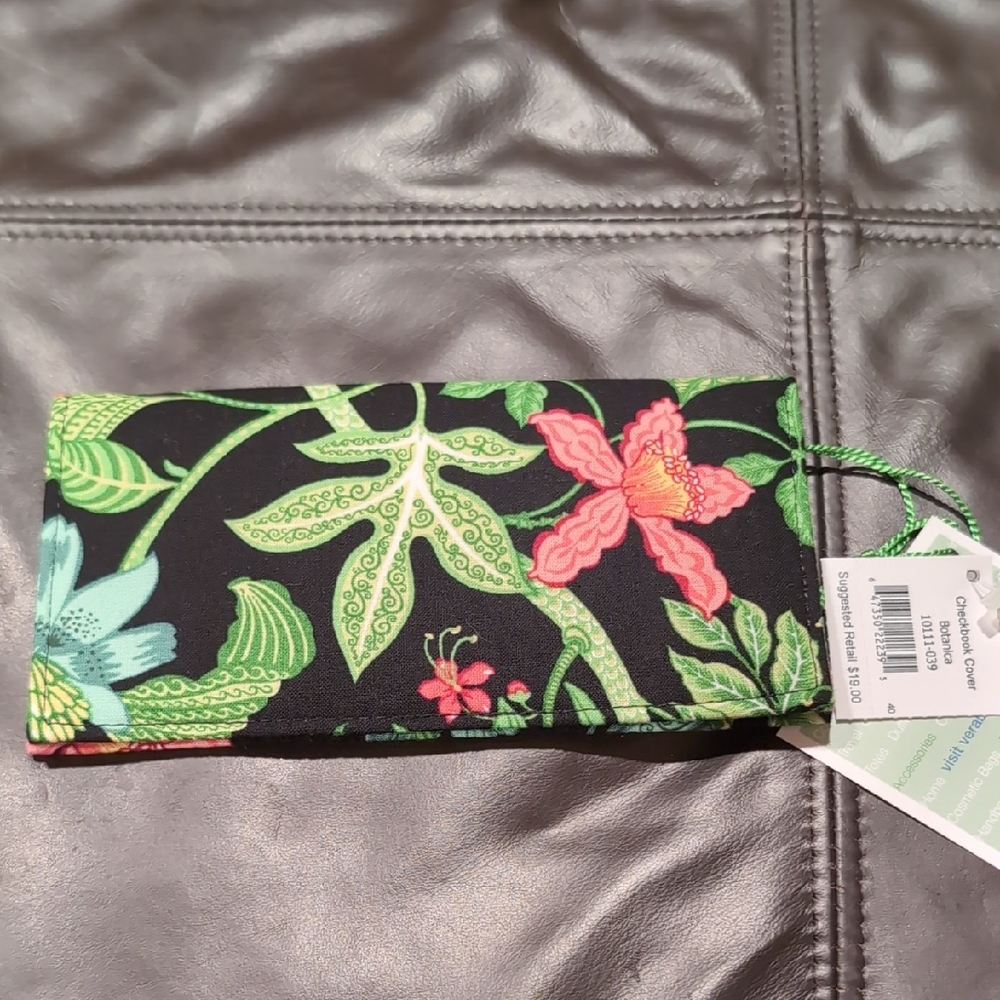 Vera Bradley Black Checkbook Cover with Floral Design
